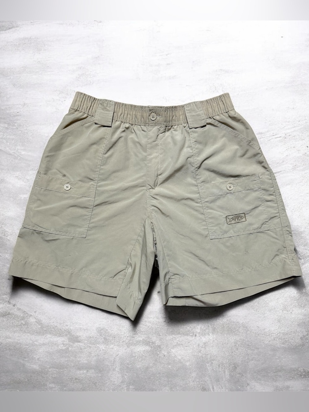 AFTCO 8” Original Fishing Utility Shorts Long Size 34 Khaki Outdoor Performance